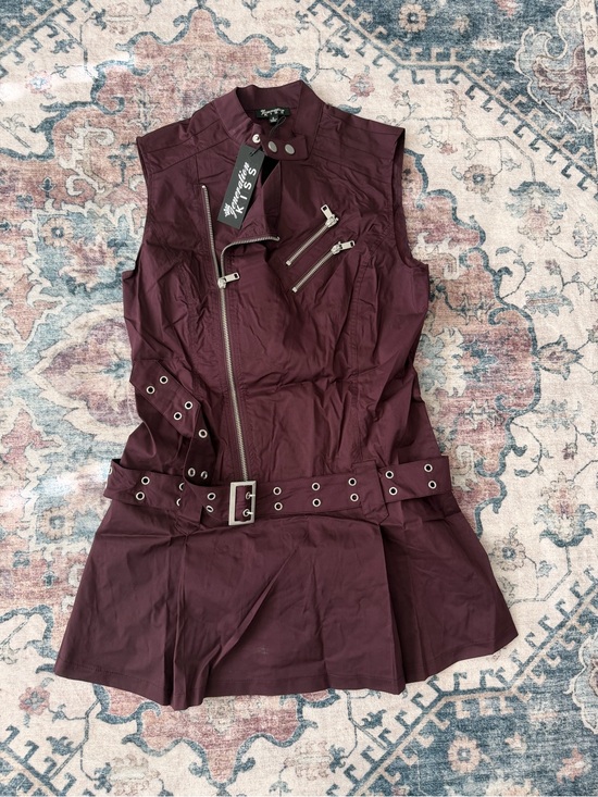 Dolls Kill Dresses & Skirts - Generation Kiss Burgundy Sleeveless Moto Dress with Silver Hardware